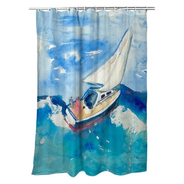 Betsy Drake Betsy Drake SH257 70 x 72 in. Betsys Sailboat Shower Curtain SH257 - main